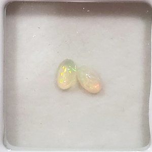Pair of Ethiopian Welo Opal mini gemstones for studs 5x3mm ea .50tcw